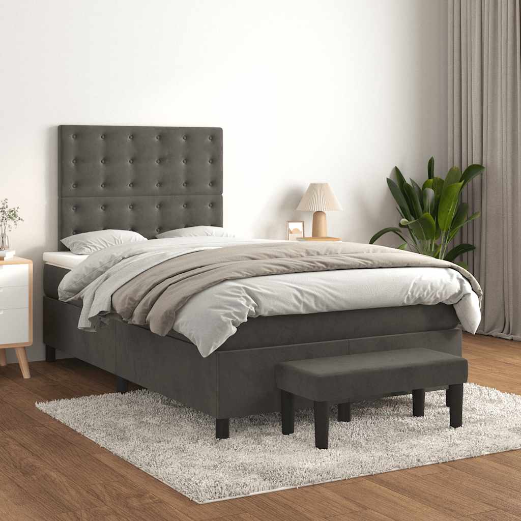 Krevet box spring s madracem tamnosivi 120 x 190 cm baršun