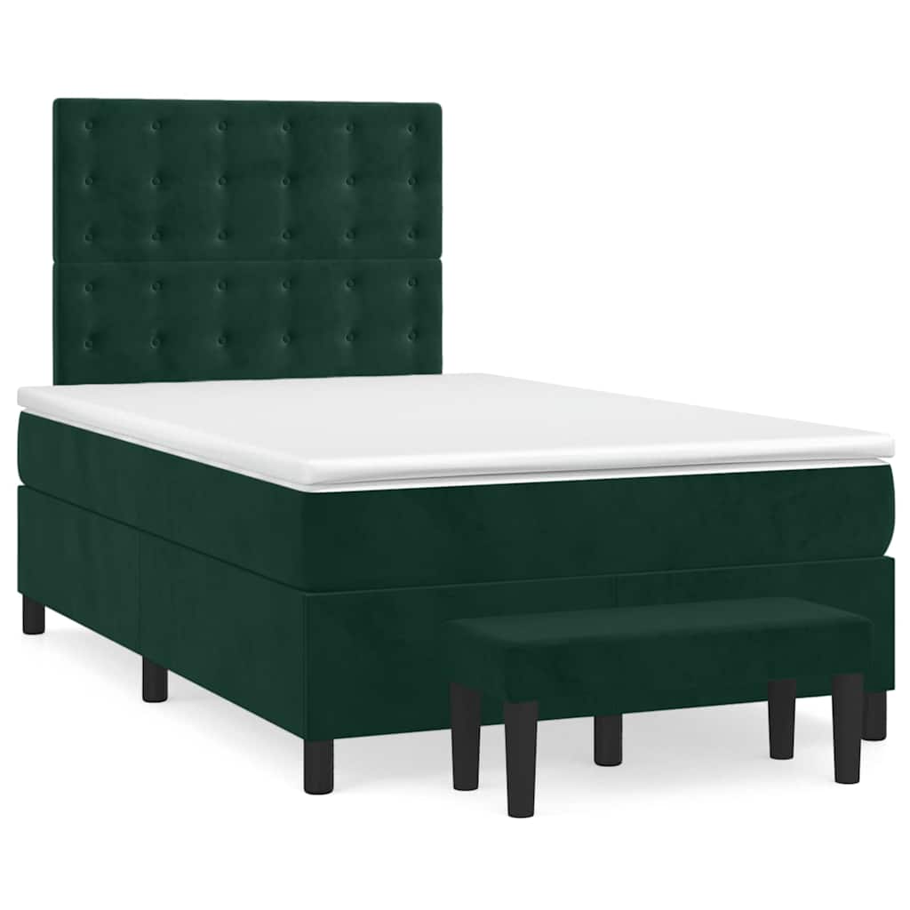 Krevet box spring s madracem tamnozeleni 120x190 cm baršunasti