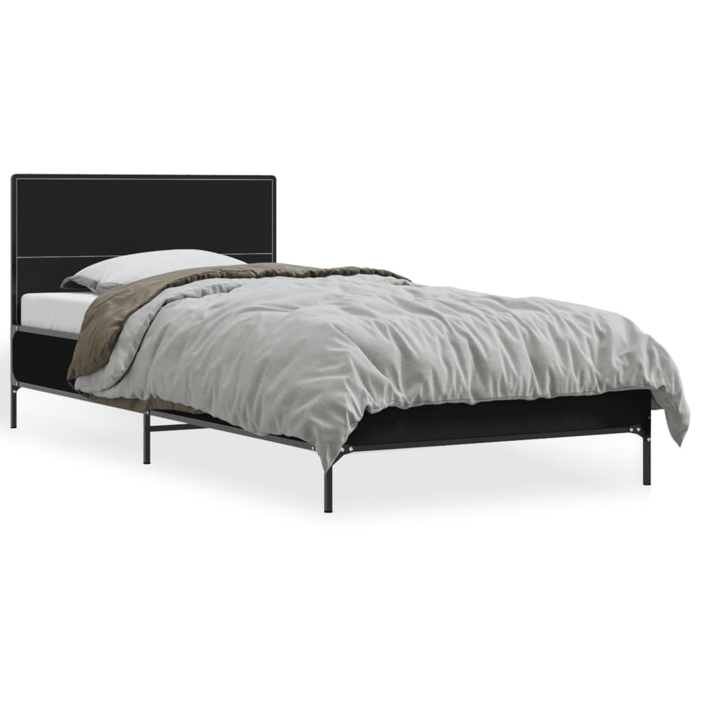 Okvir kreveta crni 90 x 200 cm konstruirano drvo i metal