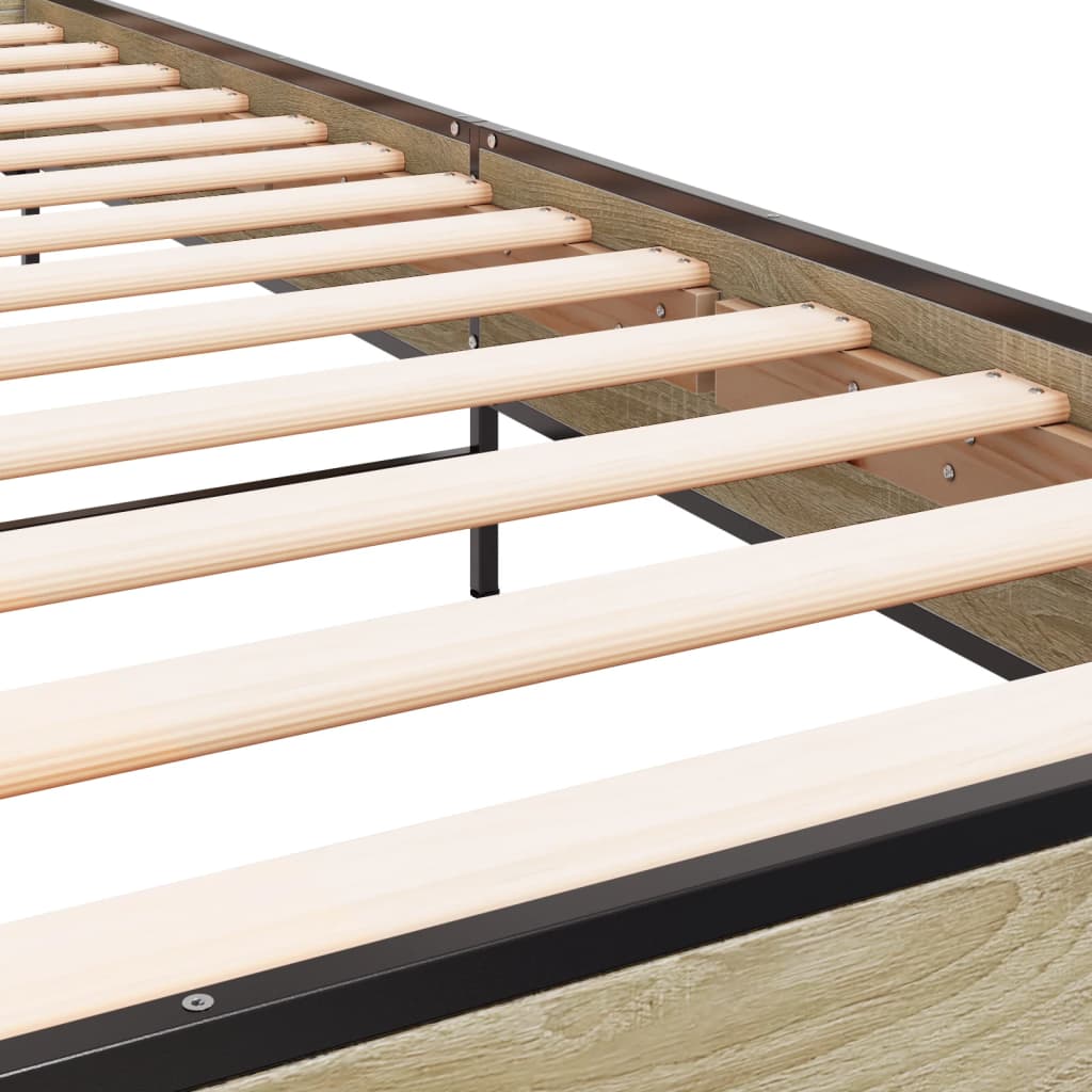 Okvir za krevet boja hrasta 100x200cm konstruirano drvo i metal