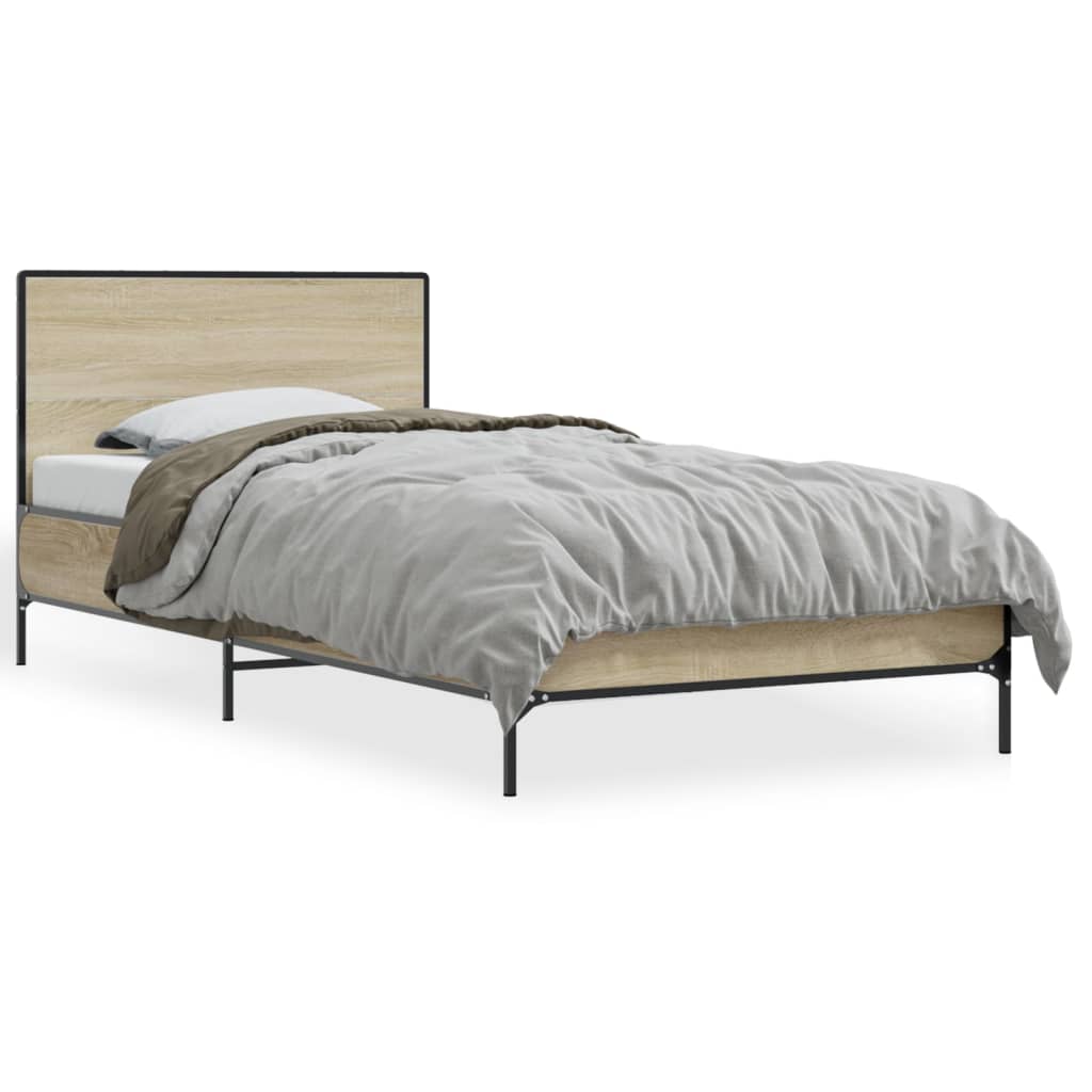 Okvir za krevet boja hrasta 75x190 cm konstruirano drvo i metal