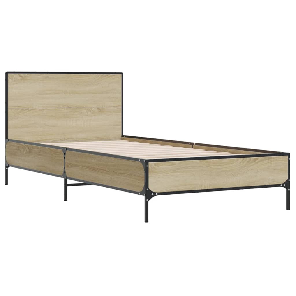 Okvir za krevet boja hrasta 75x190 cm konstruirano drvo i metal