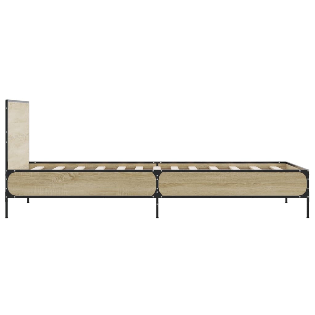 Okvir za krevet boja hrasta 75x190 cm konstruirano drvo i metal