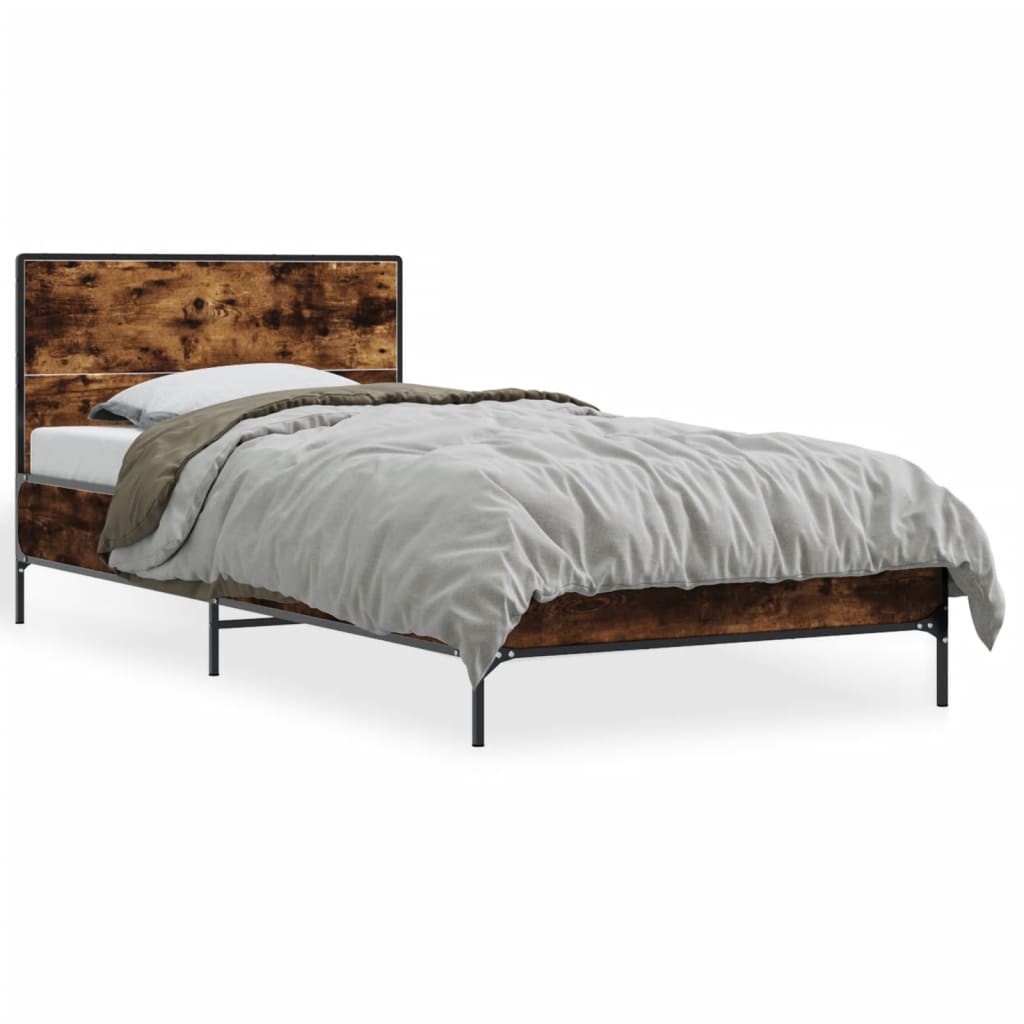 Okvir kreveta boja hrasta 75 x 190 cm konstruirano drvo i metal