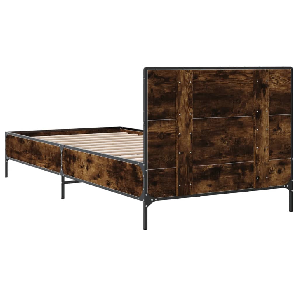 Okvir krevet boja hrasta 90 x 190 cm konstruirano drvo i metal
