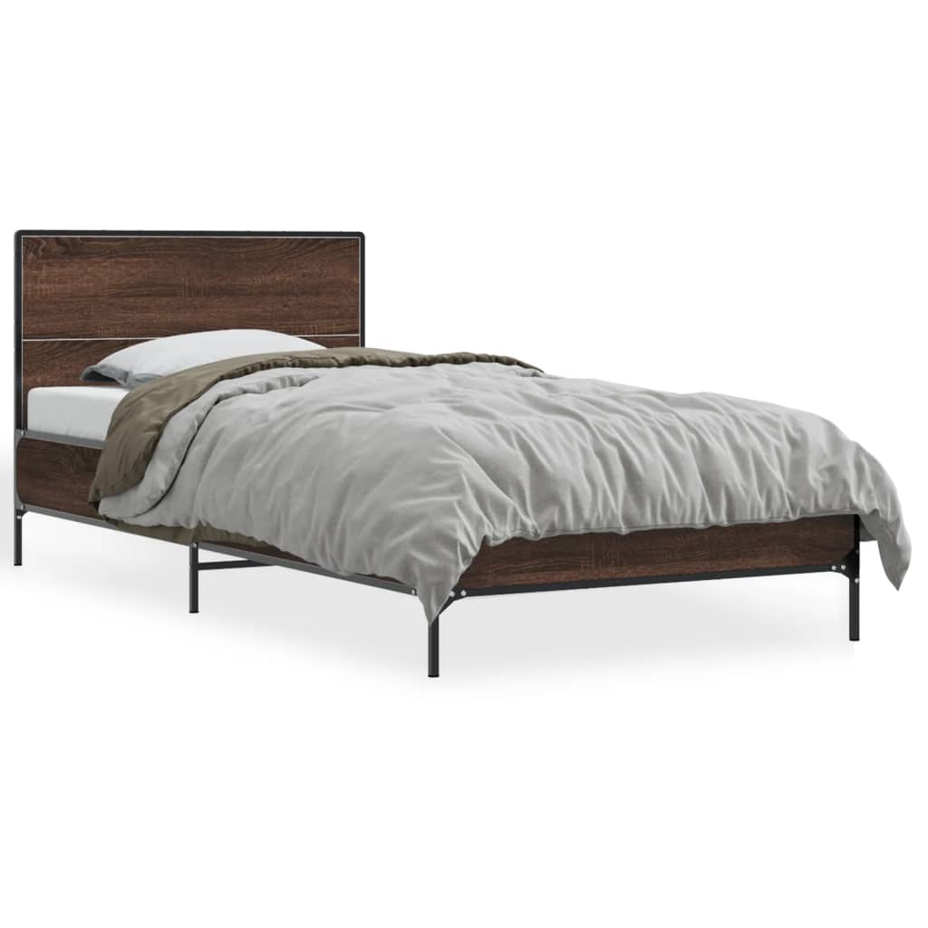Okvir za krevet smeđi hrast 90x190 cm konstruirano drvo i metal