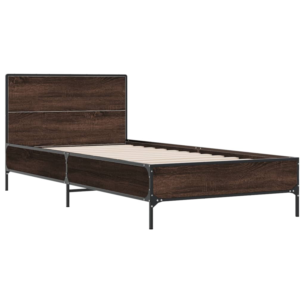Okvir za krevet smeđi hrast 90x190 cm konstruirano drvo i metal