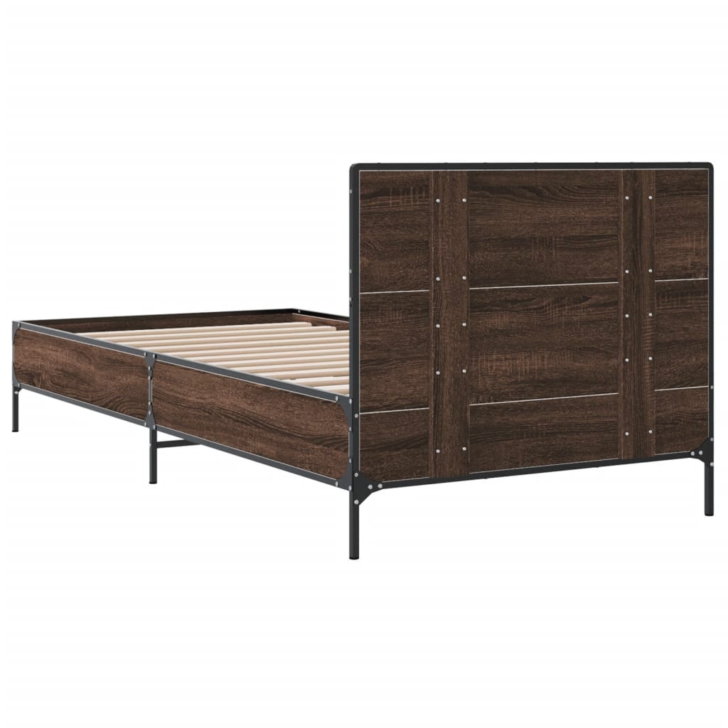 Okvir za krevet smeđi hrast 90x190 cm konstruirano drvo i metal