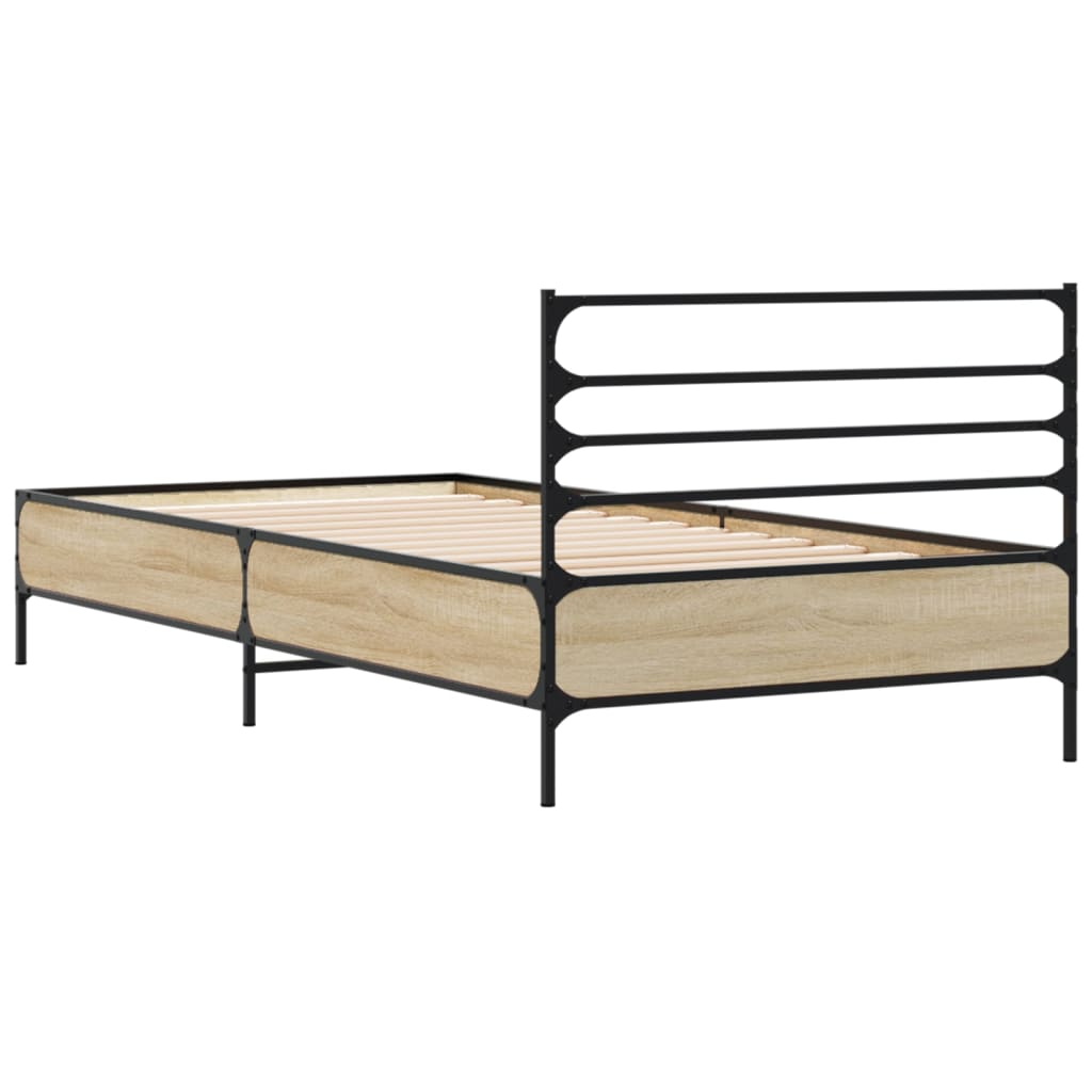 Okvir za krevet boja hrasta 90x200 cm konstruirano drvo i metal