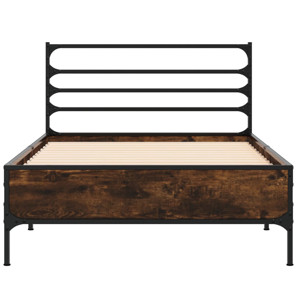 Okvir za krevet boja hrasta 90x200 cm konstruirano drvo i metal