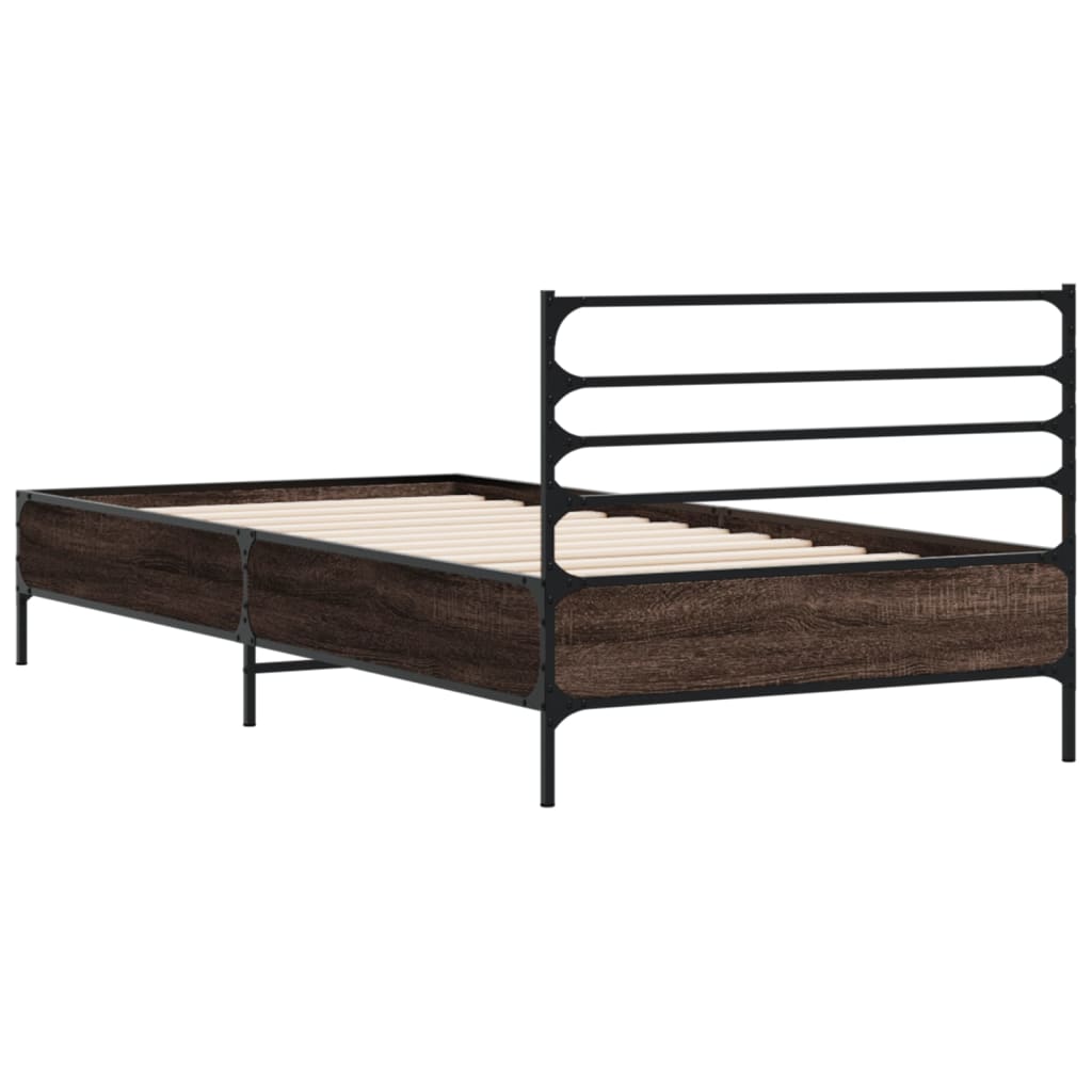 Okvir za krevet smeđi hrast 90x200 cm konstruirano drvo i metal