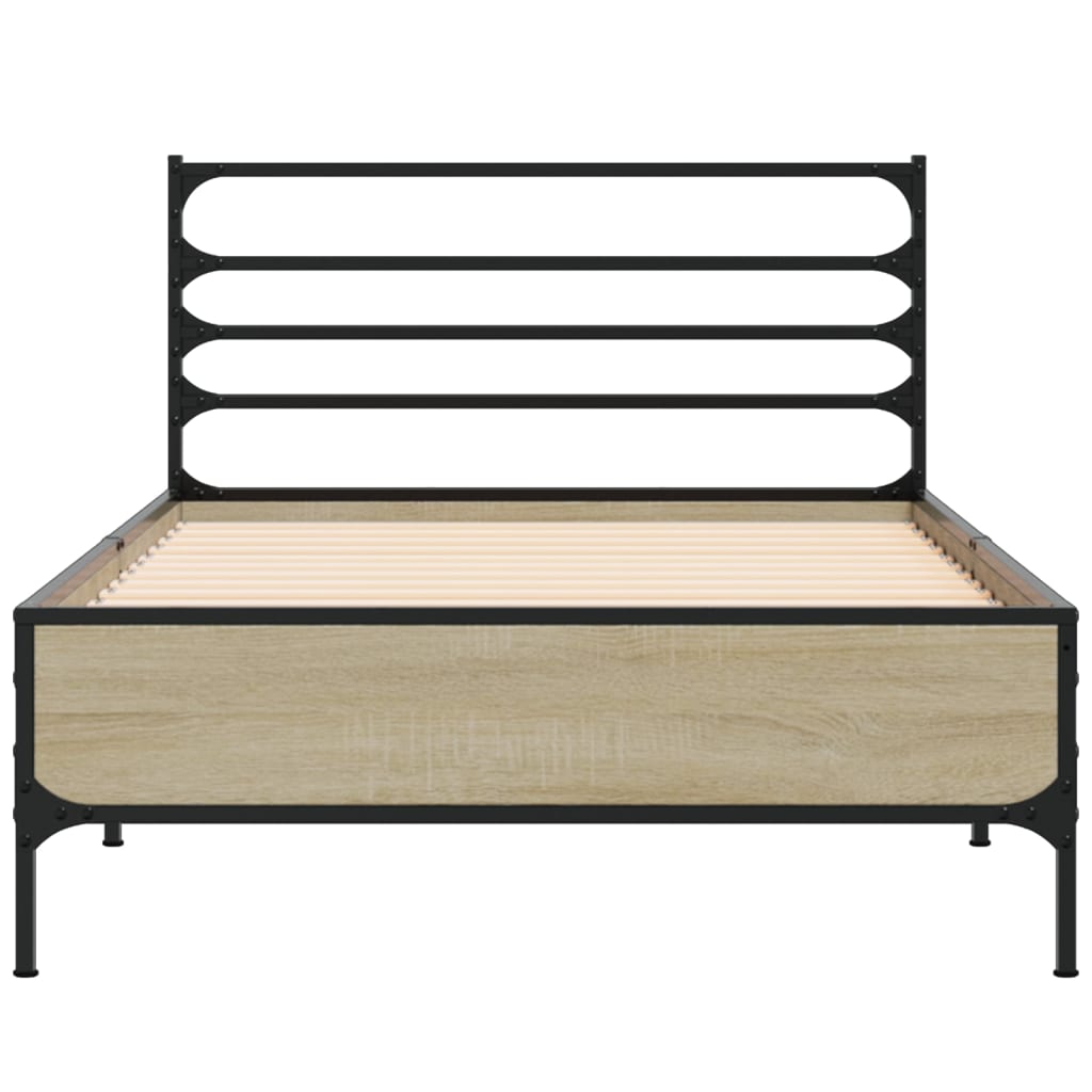 Okvir za krevet boja hrasta 100x200cm konstruirano drvo i metal