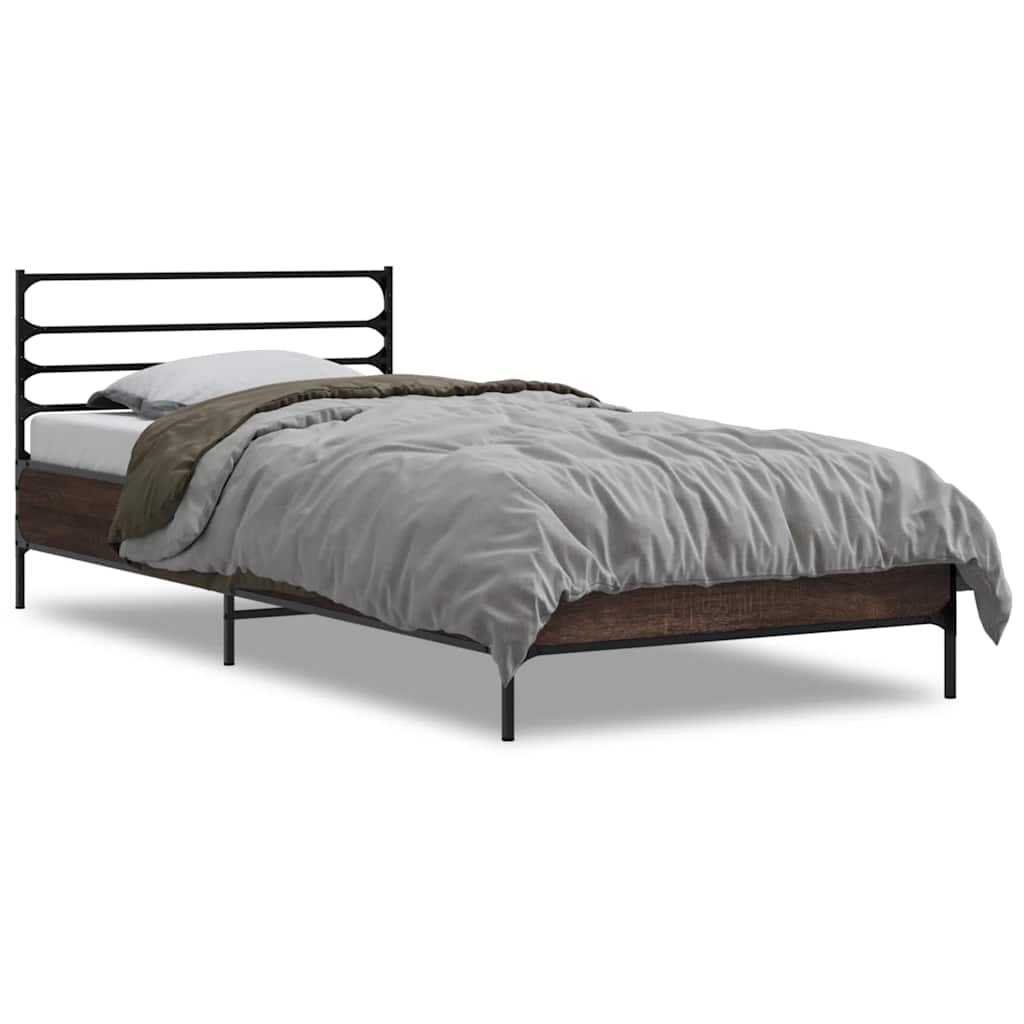 Okvir za krevet smeđi hrast 100x200cm konstruirano drvo i metal