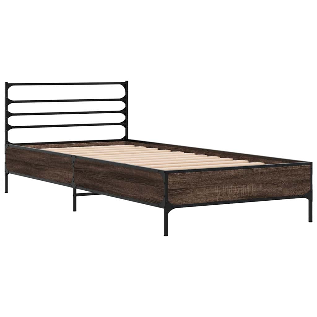 Okvir za krevet smeđi hrast 100x200cm konstruirano drvo i metal