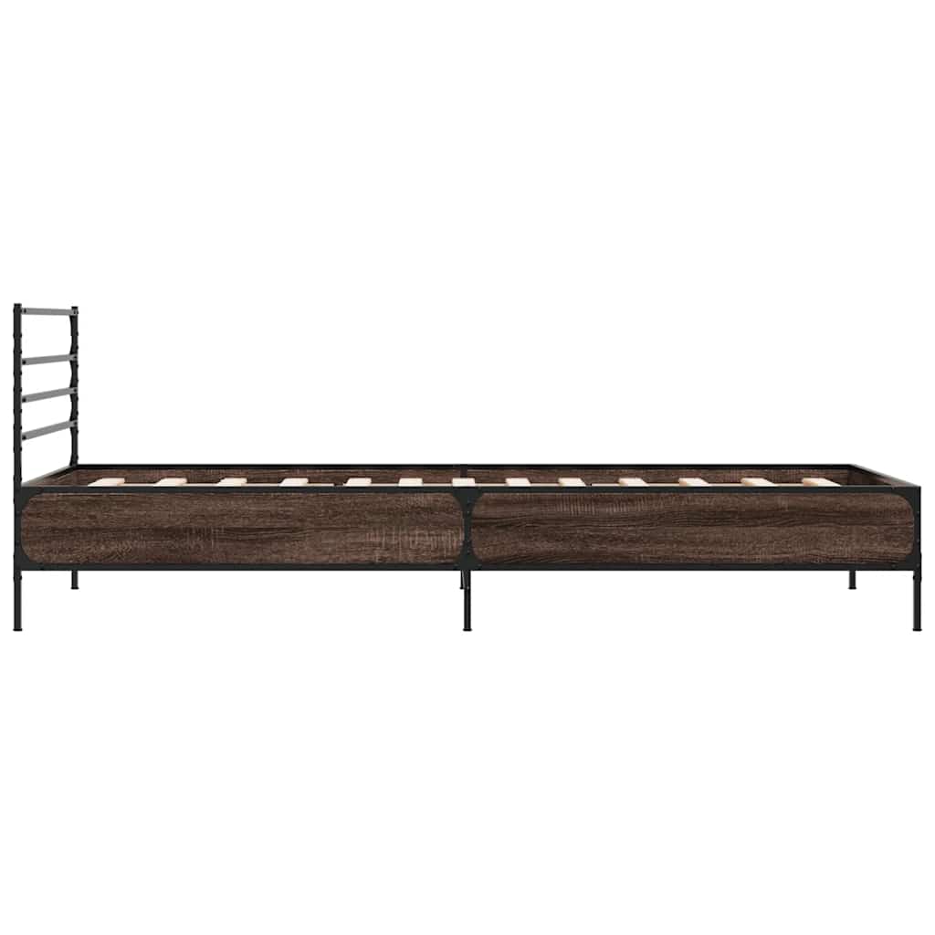 Okvir za krevet smeđi hrast 100x200cm konstruirano drvo i metal