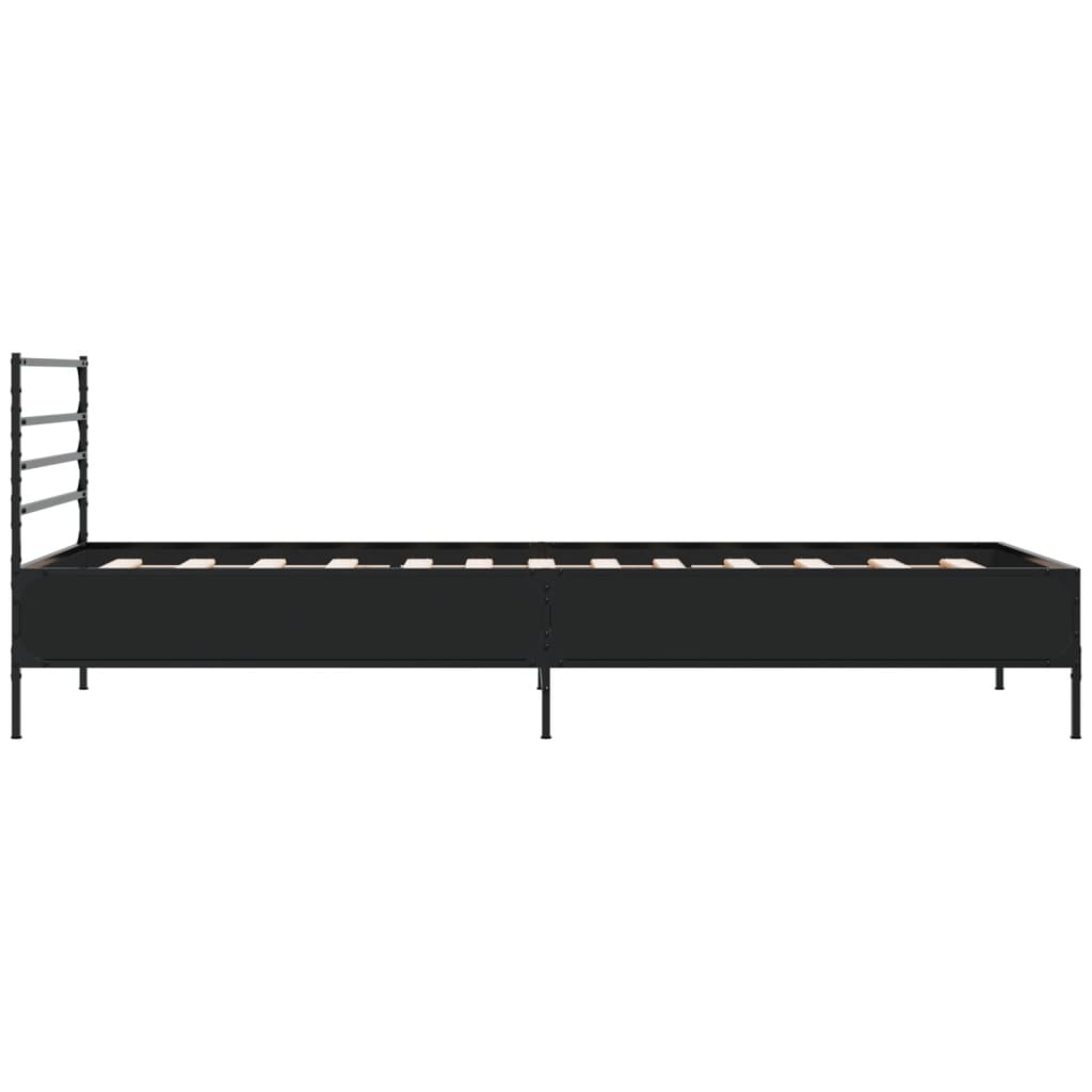 Okvir za krevet crni 75 x 190 cm od konstruirano drvo i metal