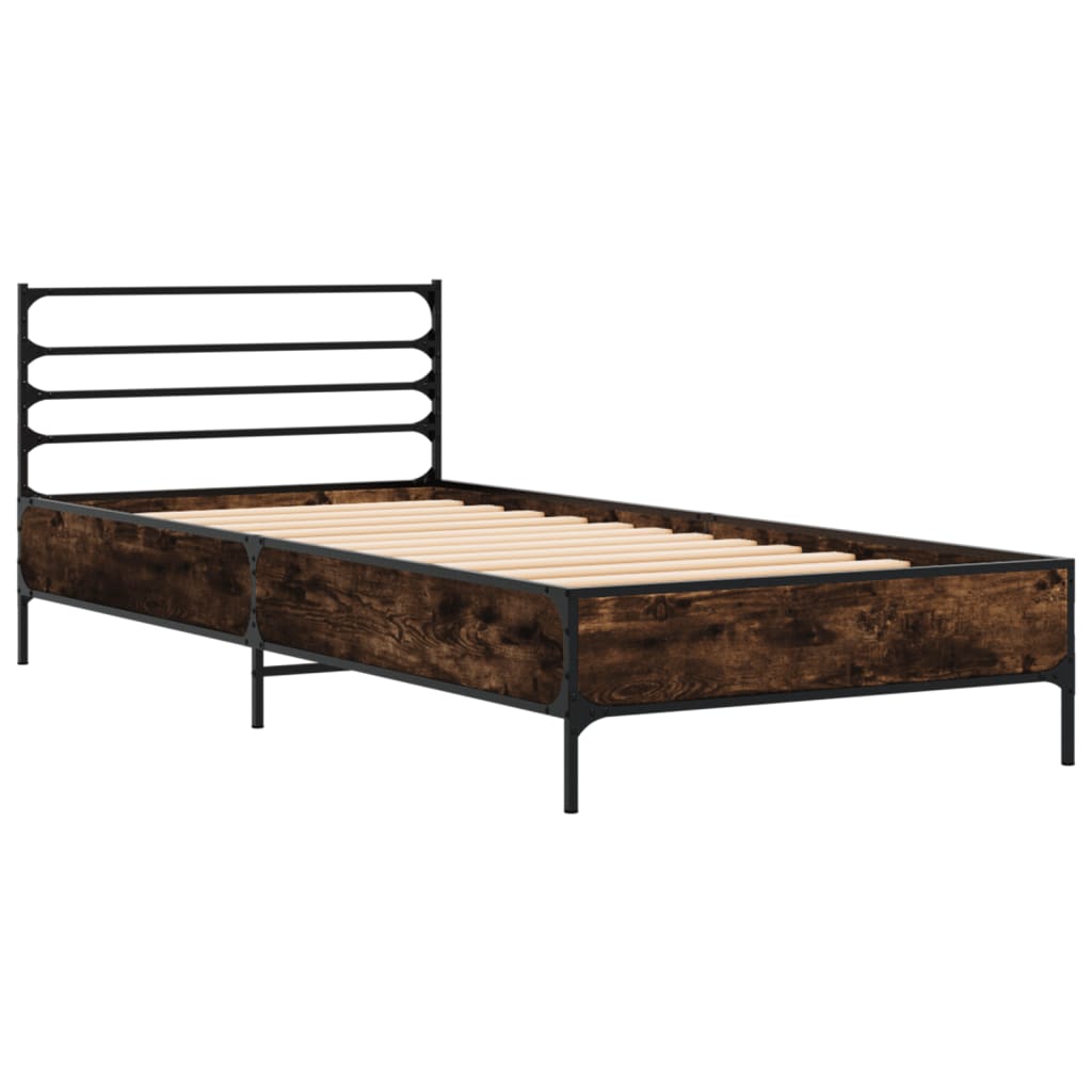 Okvir kreveta boja hrasta 75 x 190 cm konstruirano drvo i metal