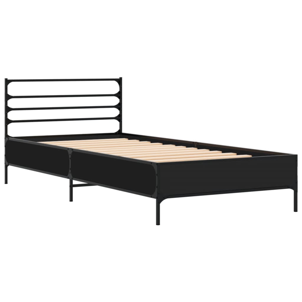 Okvir za krevet crni 90 x 190 cm od konstruirano drvo i metal