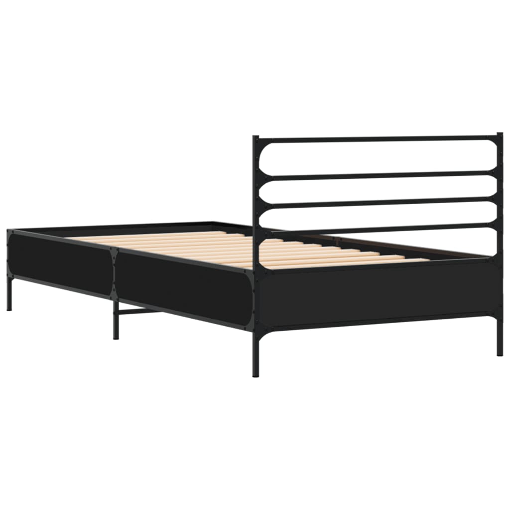 Okvir za krevet crni 90 x 190 cm od konstruirano drvo i metal