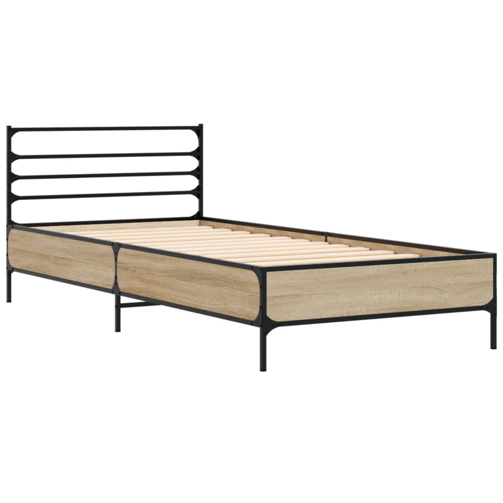 Okvir za krevet boja hrasta 90x190 cm konstruirano drvo i metal