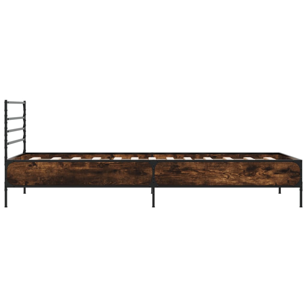 Okvir krevet boja hrasta 90 x 190 cm konstruirano drvo i metal