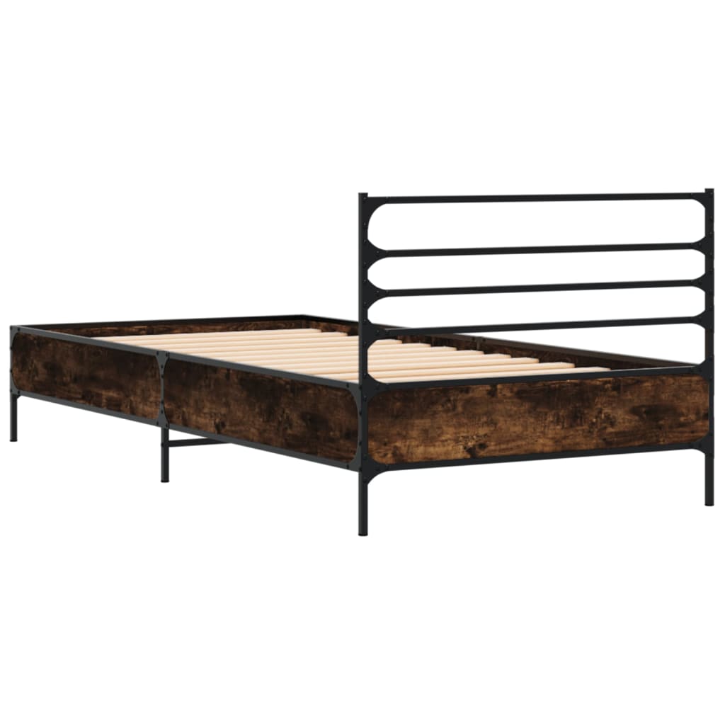 Okvir krevet boja hrasta 90 x 190 cm konstruirano drvo i metal