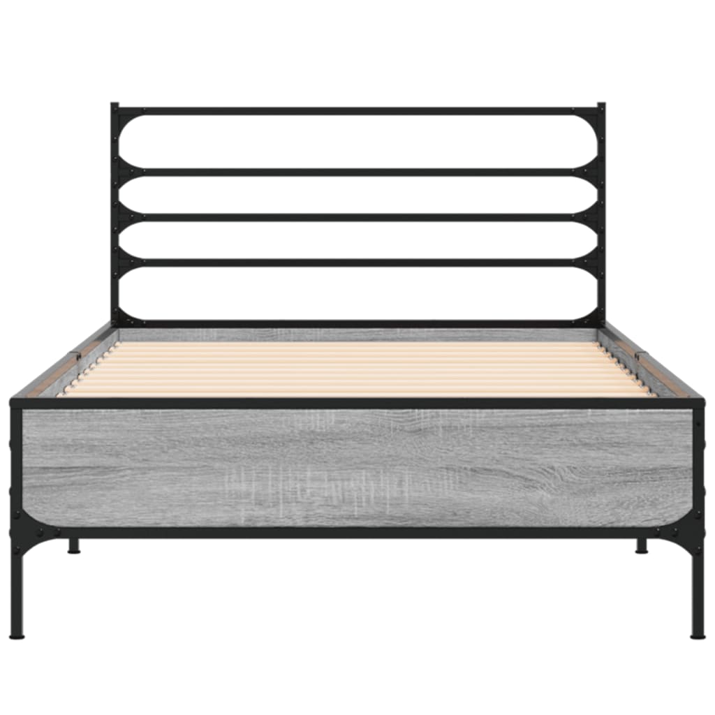 Okvir kreveta boja hrasta 90 x 190 cm konstruirano drvo i metal