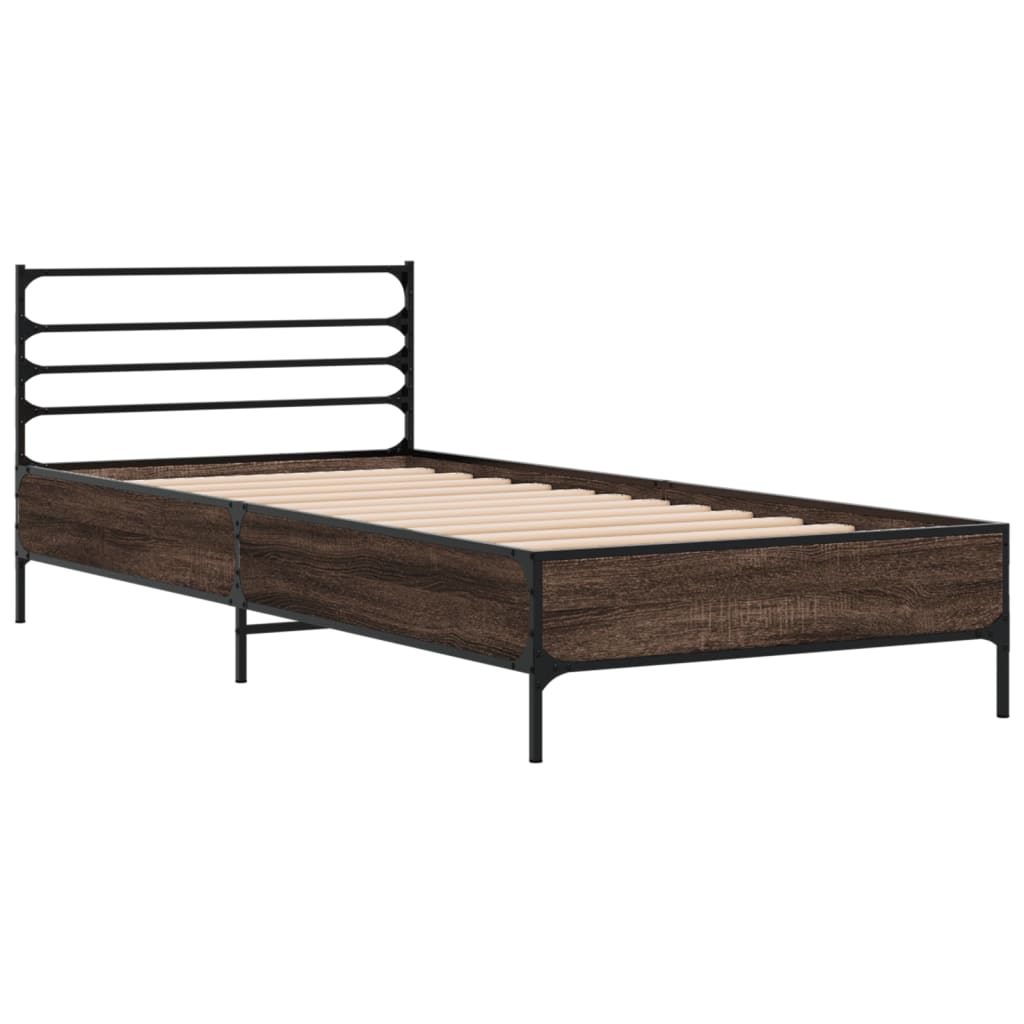 Okvir za krevet smeđi hrast 90x190 cm konstruirano drvo i metal