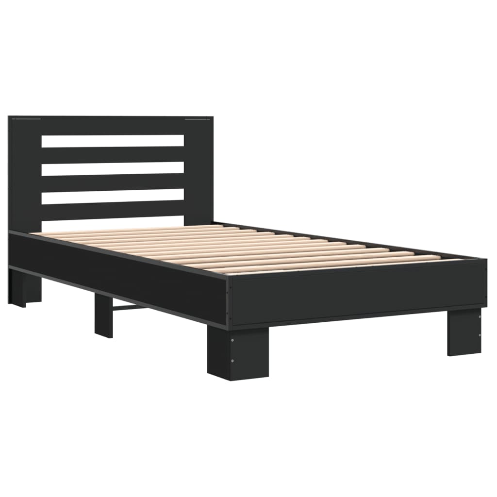Okvir za krevet crni 100x200 cm konstruirano drvo i metal