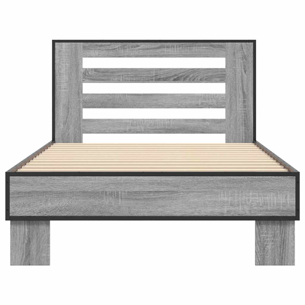 Okvir za krevet boja hrasta 100x200cm konstruirano drvo i metal Siva 100 x 200 cm