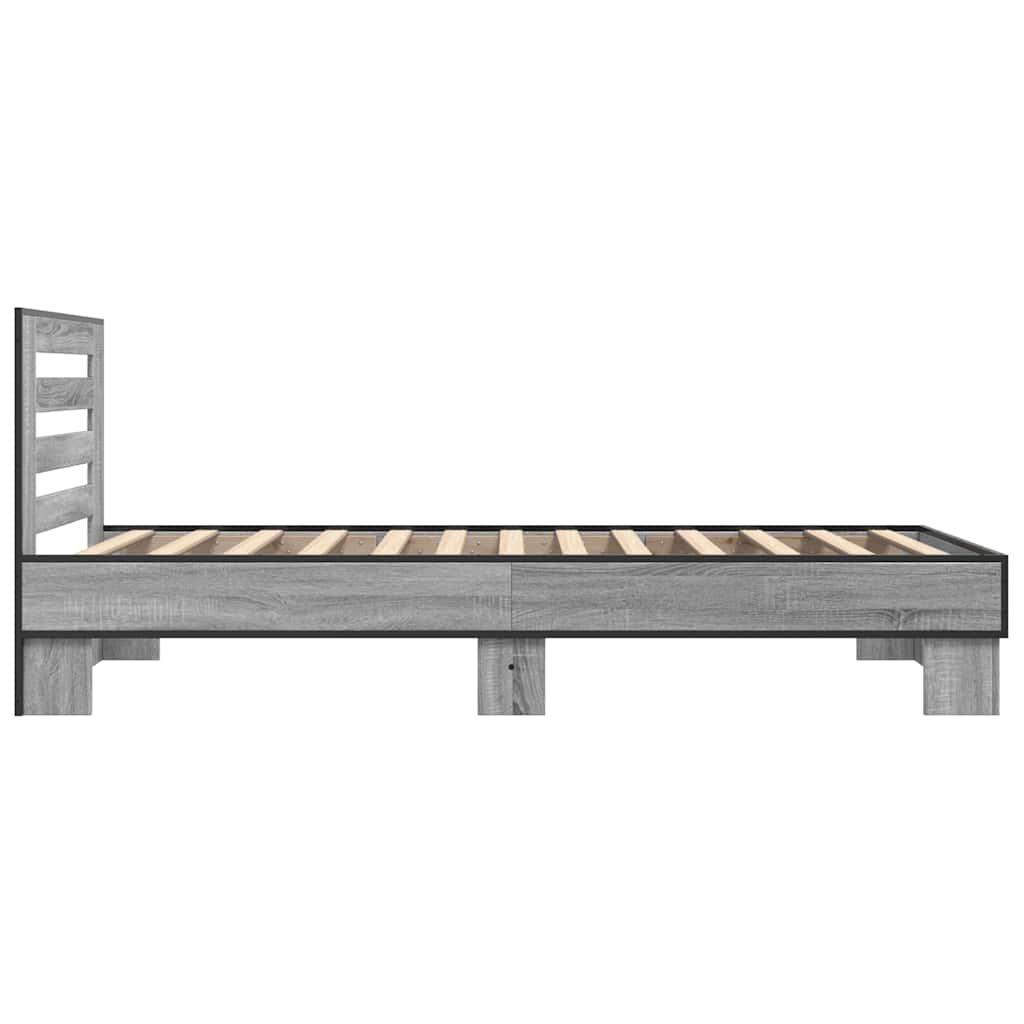 Okvir za krevet boja hrasta 100x200cm konstruirano drvo i metal Siva 100 x 200 cm