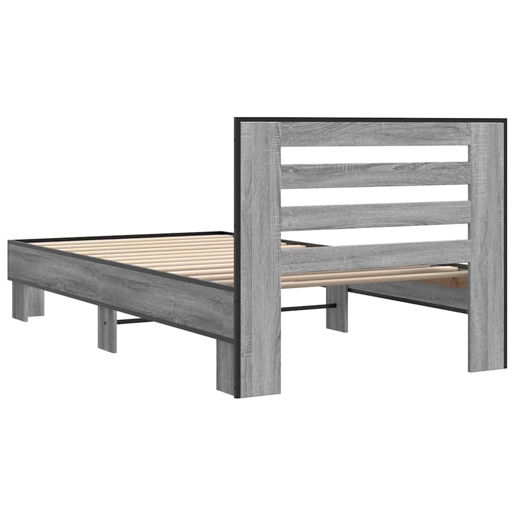 Okvir za krevet boja hrasta 100x200cm konstruirano drvo i metal Siva 100 x 200 cm
