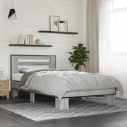 Okvir za krevet boja hrasta 100x200cm konstruirano drvo i metal Siva 100 x 200 cm
