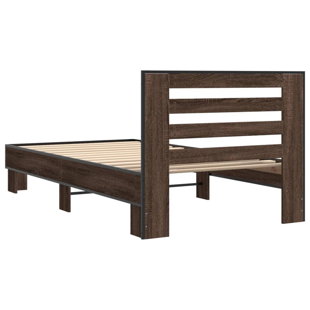 Okvir za krevet smeđi hrast 100x200cm konstruirano drvo i metal