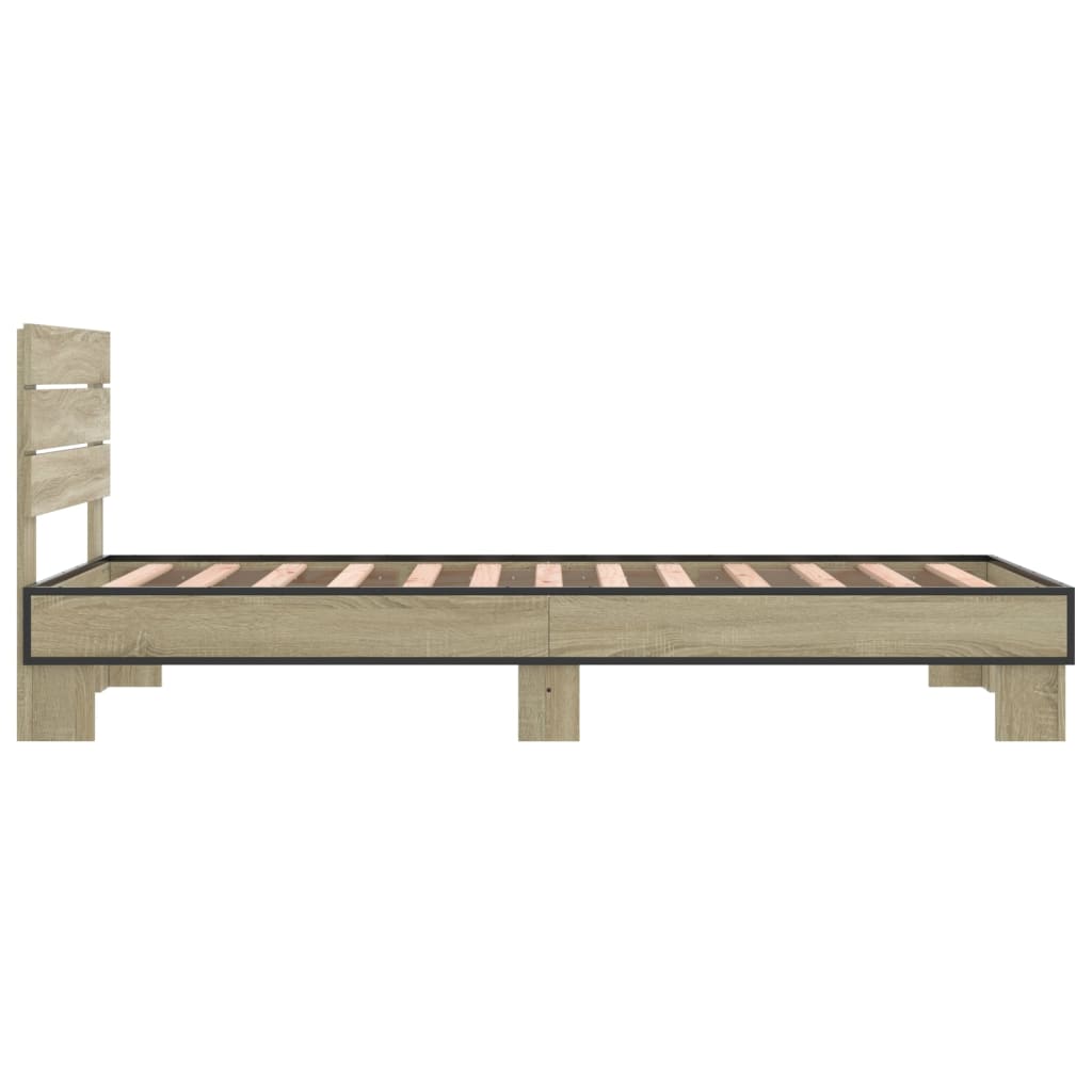 Okvir za krevet boja hrasta 90x200 cm konstruirano drvo i metal
