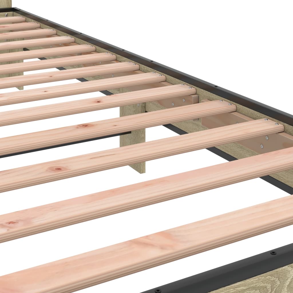 Okvir za krevet boja hrasta 90x200 cm konstruirano drvo i metal