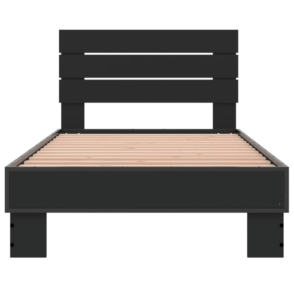 Okvir za krevet crni 75 x 190 cm od konstruiranog drvo i metal
