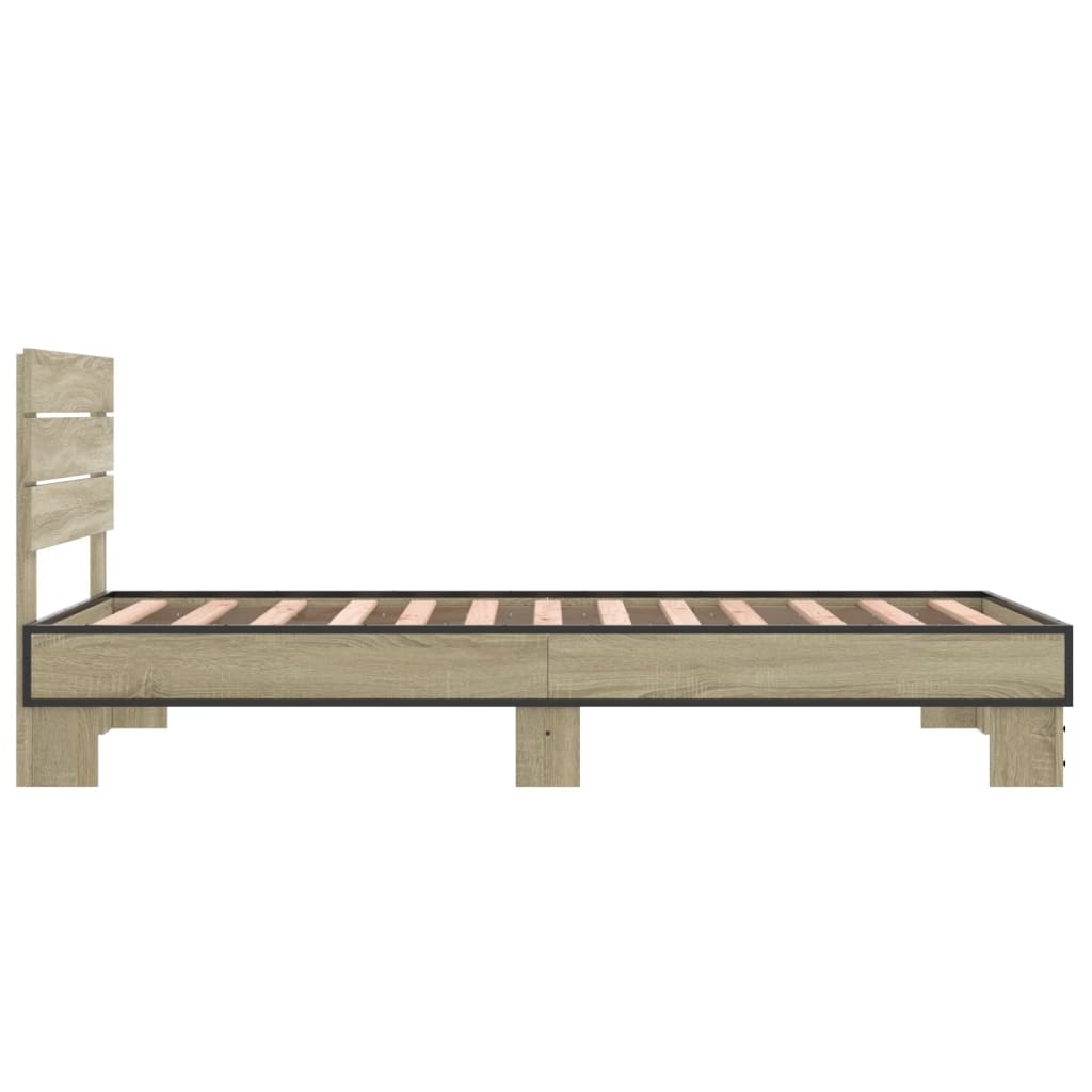 Okvir za krevet boja hrasta 75x190 cm konstruirano drvo i metal