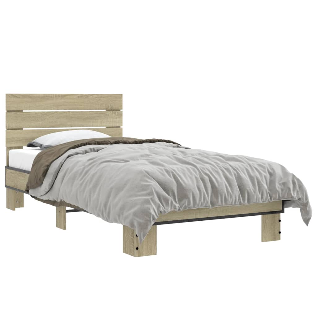 Okvir za krevet boja hrasta 90x190 cm konstruirano drvo i metal