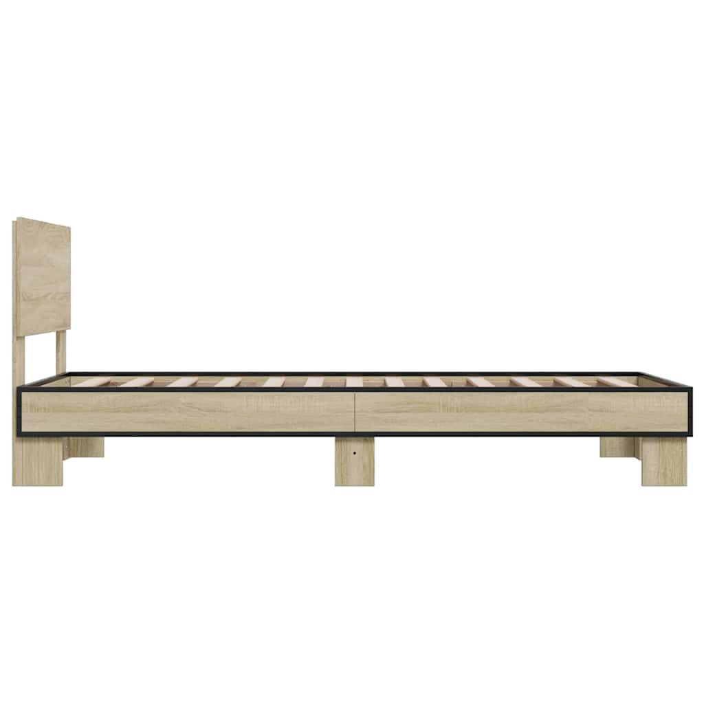 Okvir za krevet boja hrasta 75x190 cm konstruirano drvo i metal