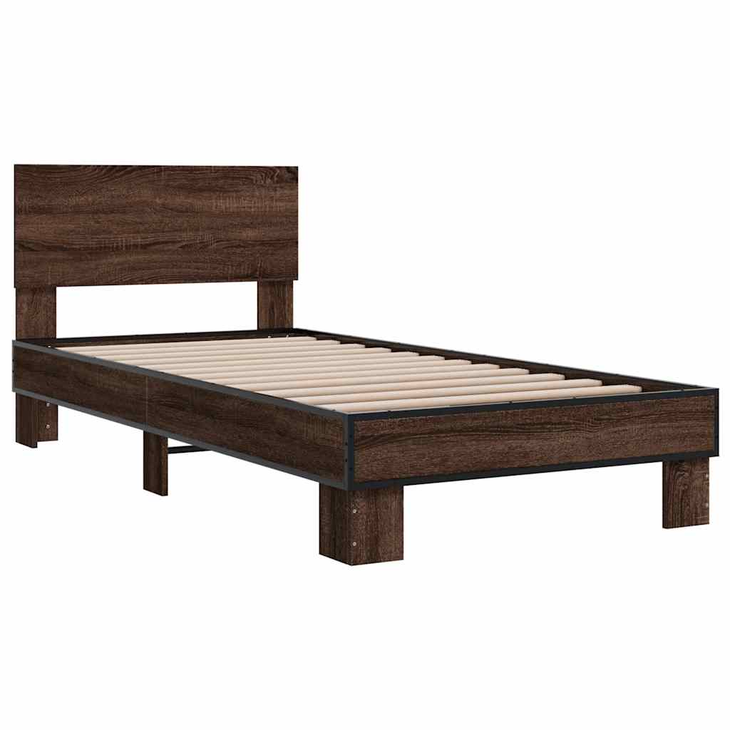 Okvir za krevet smeđi hrast 90x190 cm konstruirano drvo i metal