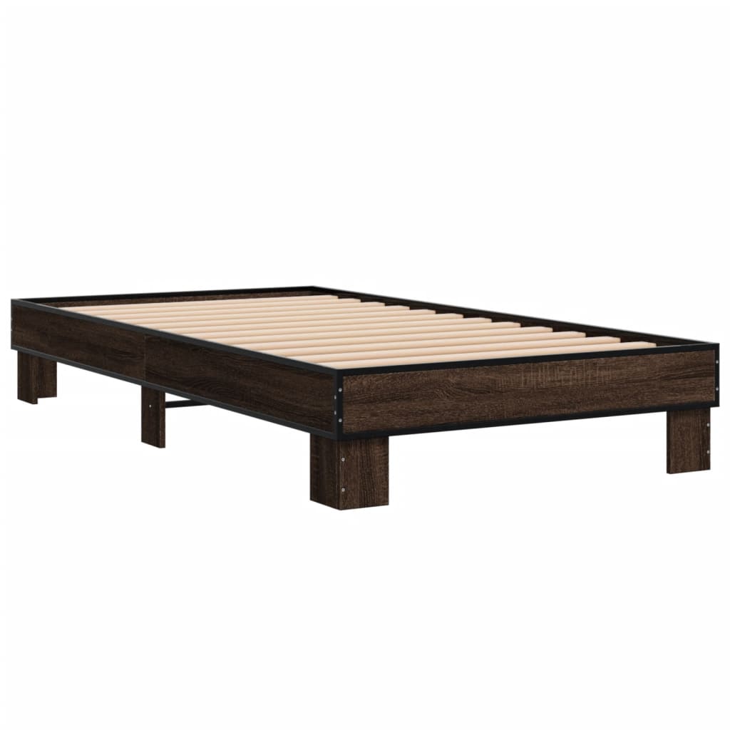 Okvir za krevet smeđi hrast 100x200cm konstruirano drvo i metal