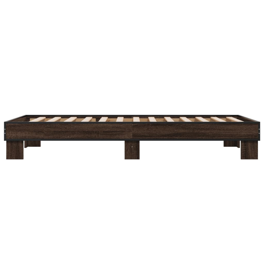 Okvir za krevet smeđi hrast 100x200cm konstruirano drvo i metal