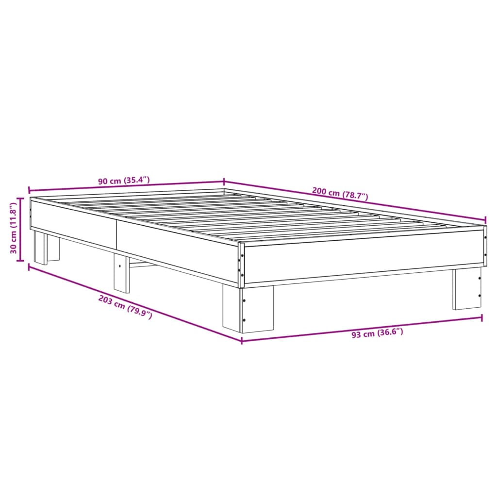 Okvir za krevet boja hrasta 90x200 cm od konstruiranog drva