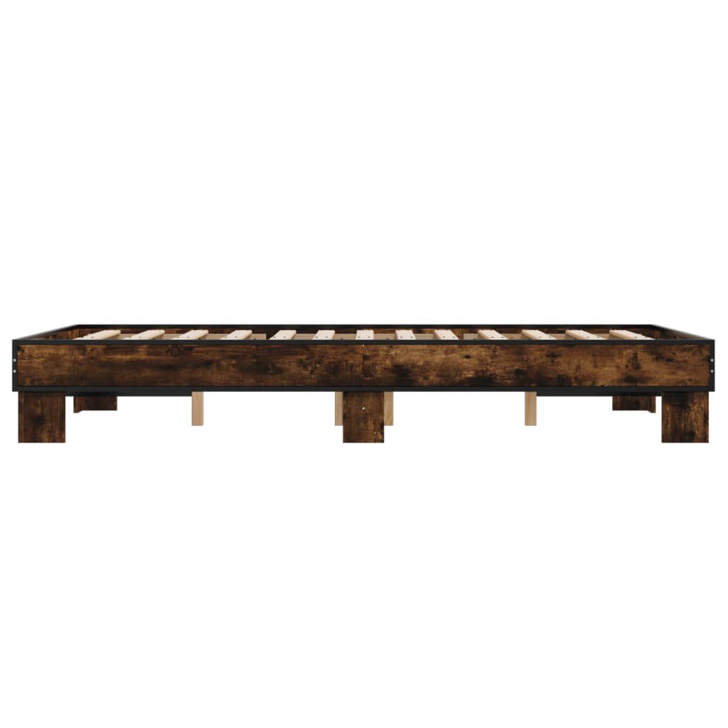 Okvir za krevet smeđi hrast 135x190cm konstruirano drvo i metal