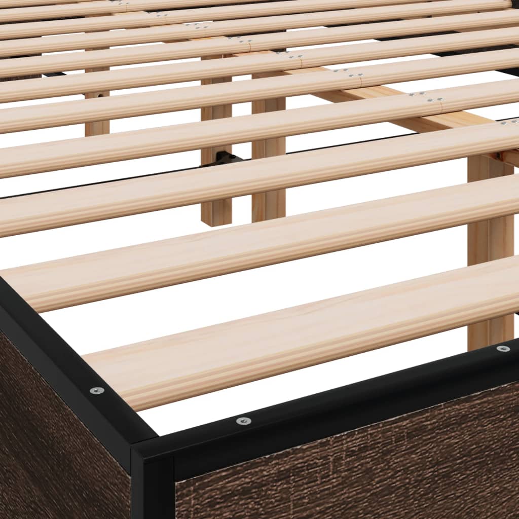 Okvir za krevet smeđi hrast 135x190cm konstruirano drvo i metal