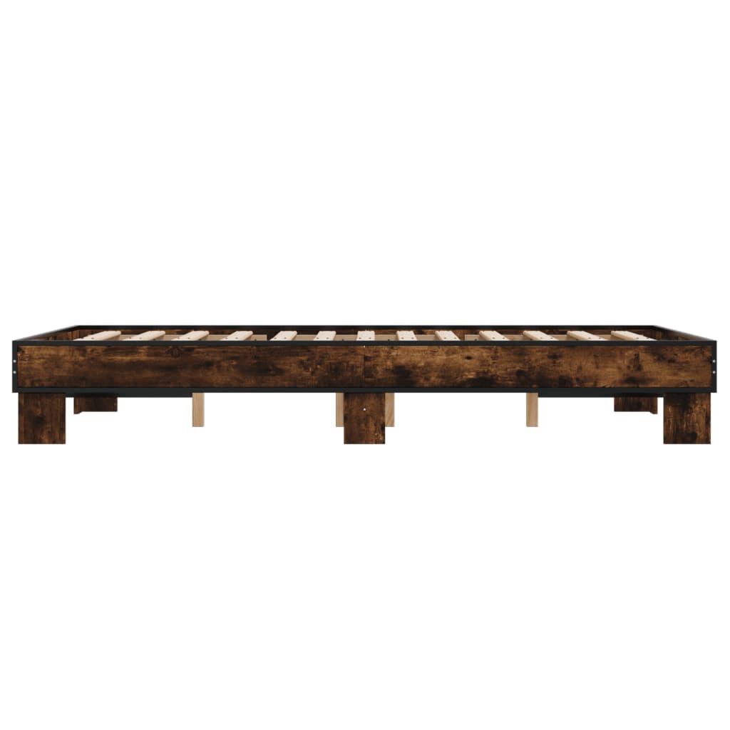Okvir za krevet smeđi hrast 140x190cm konstruirano drvo i metal