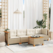 5-dijelni vrtni set sofa s jastucima bež od poliratana 55 x 55 x 36 cm