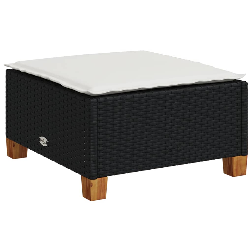 8-dijelni set vrtnih sofa od poliratana s jastucima crni Crna 63.5 x 56 x 32 cm