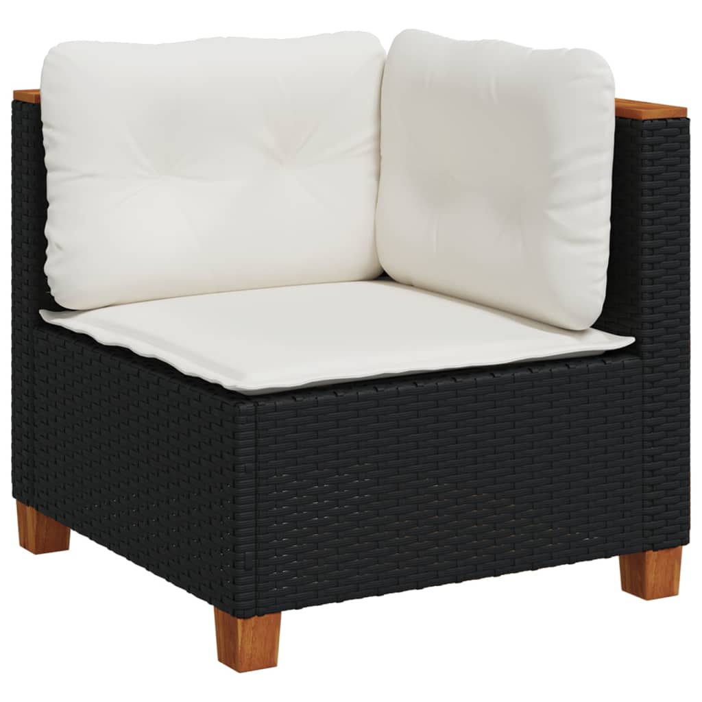 8-dijelni set vrtnih sofa od poliratana s jastucima crni Crna 63.5 x 56 x 32 cm